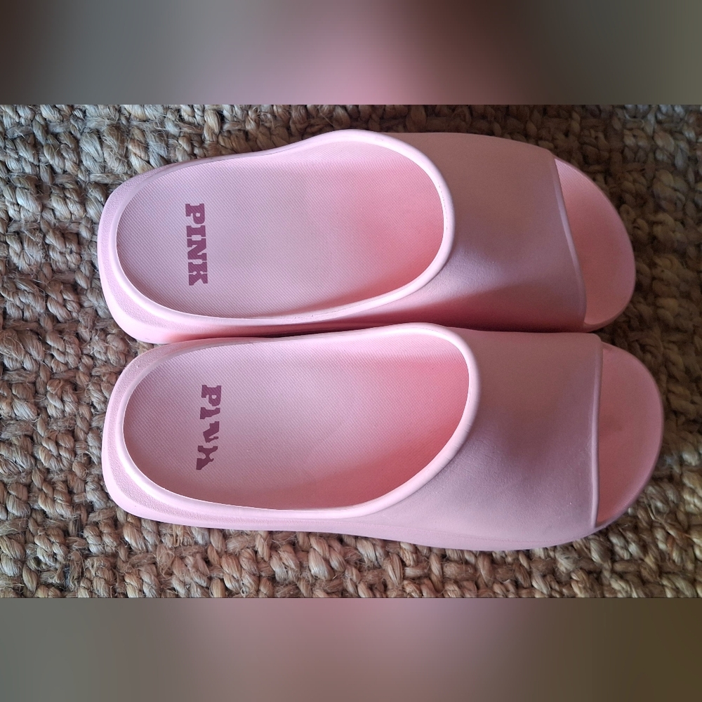 Victoria's Secret PINK Platform Slide Sandals Dusty Petal Pink Sz 9 Sku 116